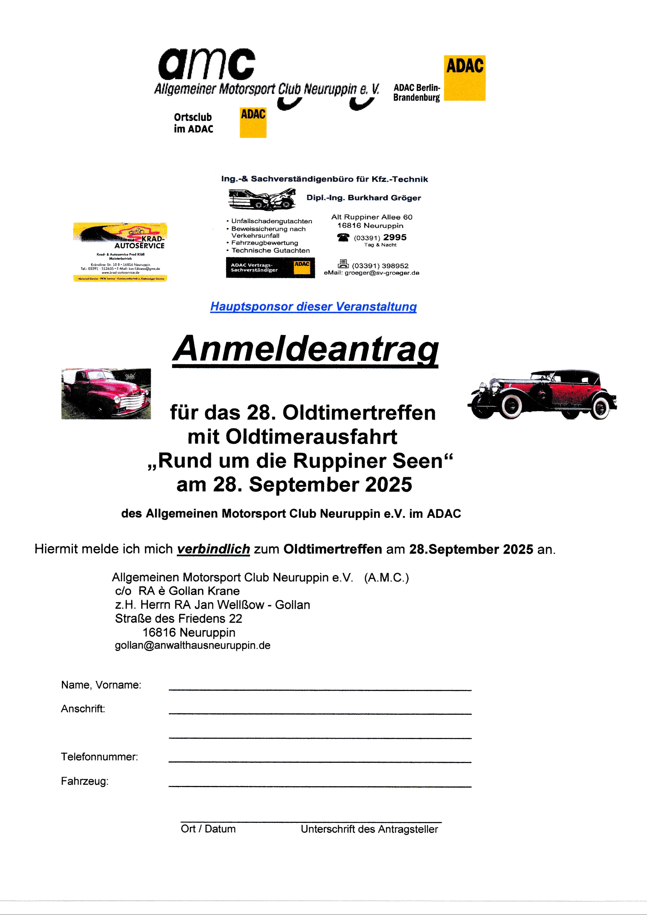 Anmeldeantrag Oldtimer 2025